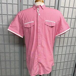 Tristan Pink Short Sleeve Button-Down with White Trim